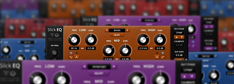 TDR SlickEQ free mastering EQ shown in its four color themes