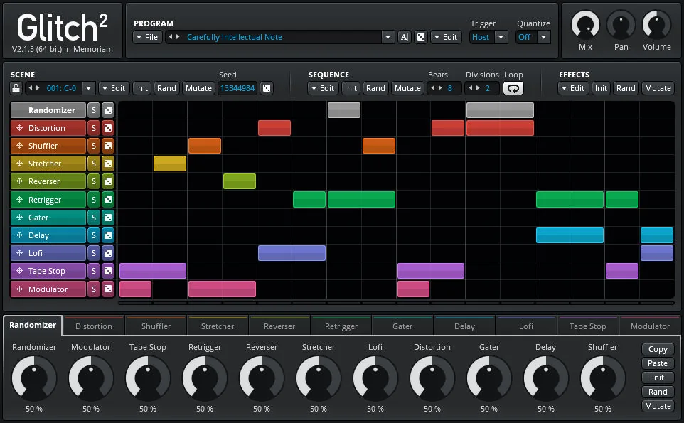 Illformed Glitch 2 free glitch plugin with its effect sequencer and effect knobs