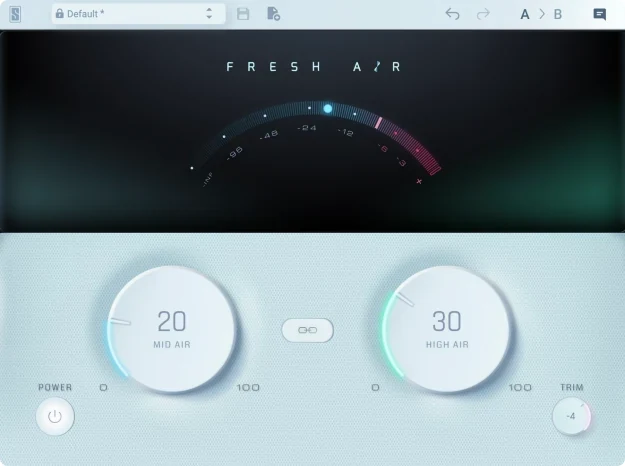 Slate Digital Fresh Air free plugin with its Mid Air and High Air knobs and the Trim control