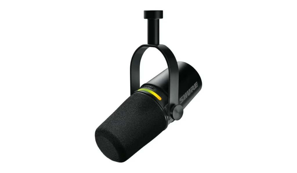 Shure MV7+ USB and XLR dynamic microphone in black with its LED touch panel
