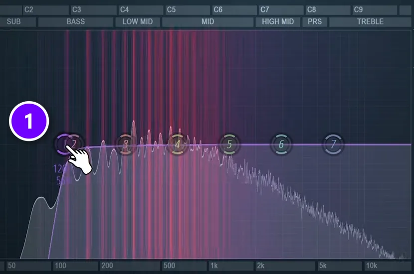Fruity Parametric EQ 2 on a Reese bass with a steep low cut at about 120 Hz (1)