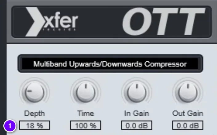 Xfer OTT on a vocal in FL Studio with Depth set to 18% (1)