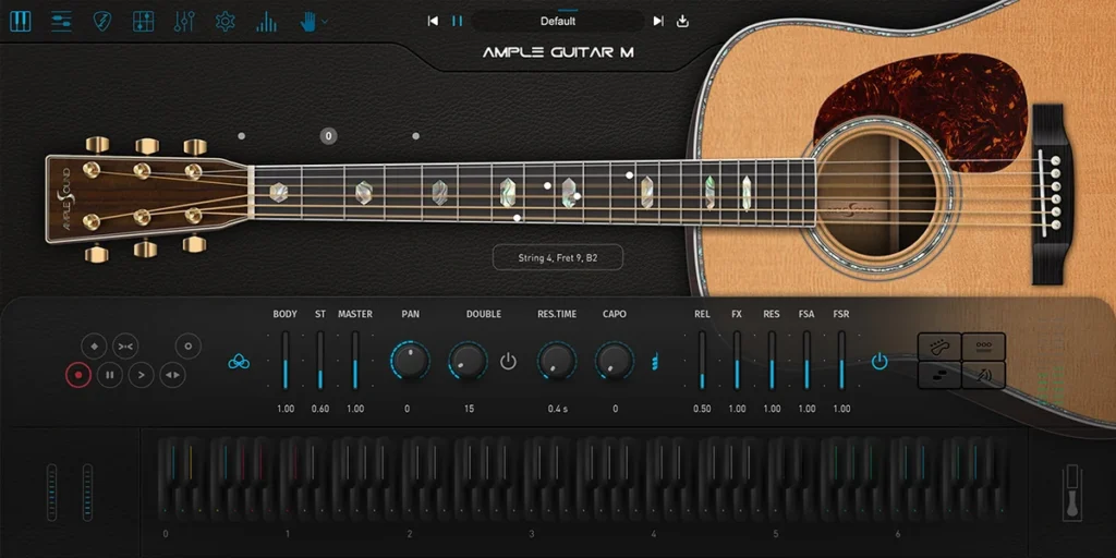 Ample Sound Ample Guitar M acoustic guitar plugin with fretboard and Strummer controls