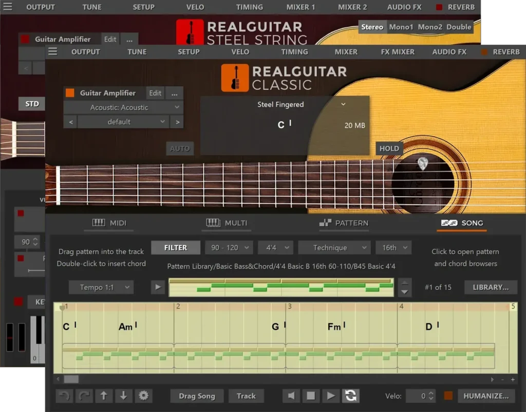 MusicLab RealGuitar 6 acoustic guitar plugin interface