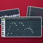Real FL Studio screens from a Mix Elite video: a melody's waveform in Edison, its Wave Candy spectrum, and the same melody converted to MIDI notes in the Piano roll