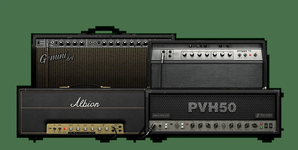 GENOME Intro free amp sim by Two notes with its Albion 59, Gemini 64, Peggy 76 and PVH50 amps