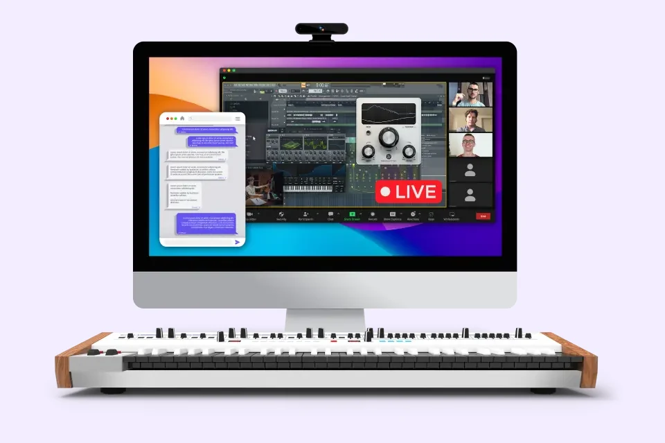 A Mix Elite Academy live coaching call on a desktop screen, with FL Studio open, the coaches on camera and a chat window