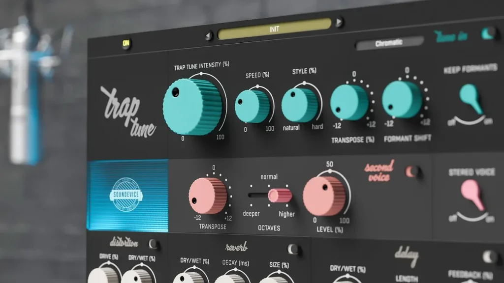 TrapTune by United Plugins with its Trap Tune Intensity, Speed, Style, Transpose and Formant Shift knobs
