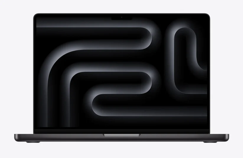 Apple MacBook Pro 14-inch with M5 chip in space black, open, front view