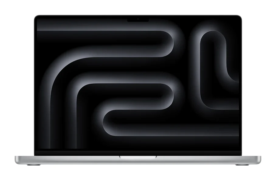 Apple MacBook Pro 16-inch in silver, open, front view