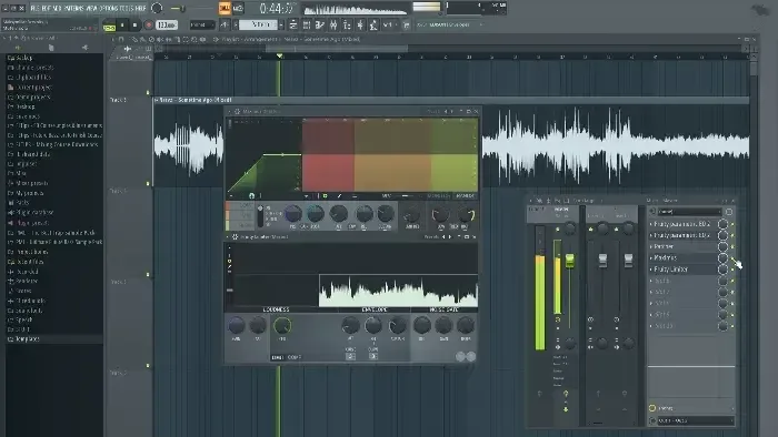 FL Studio with Maximus and Fruity Limiter on the master during a compression lesson of Mix Elite's Full Mastering from Start to Finish Course
