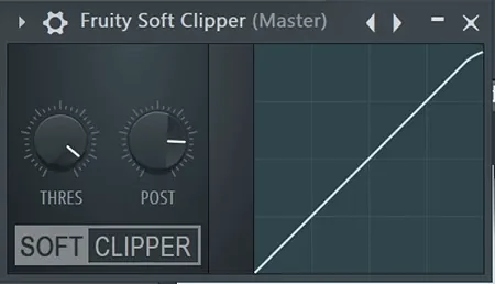 FL Studio Fruity Soft Clipper on the master with its Threshold and Post knobs and the clipping curve