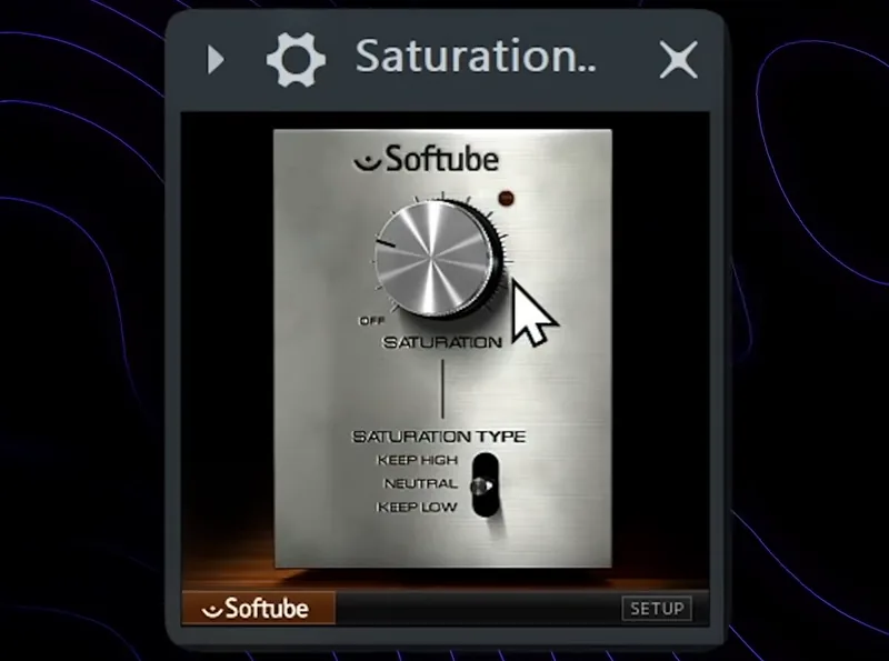 Softube Saturation Knob free saturation plugin with its one knob and the Keep High, Neutral and Keep Low switch