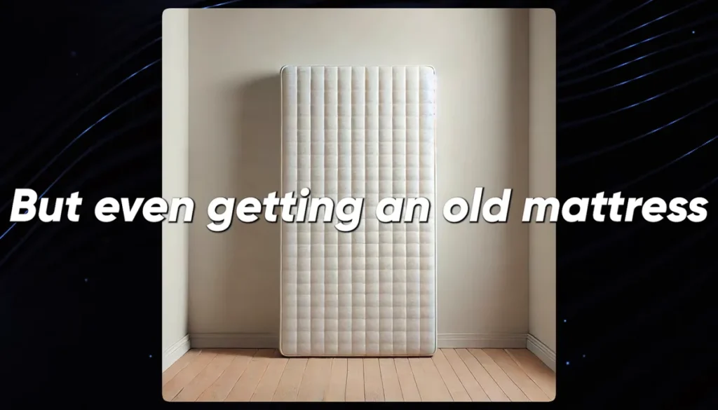 Slide from Mix Elite's gear video showing an old mattress standing against a wall as a cheap bass trap