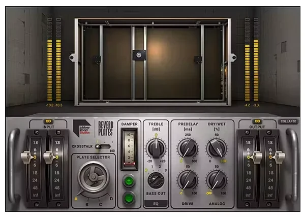 Waves Abbey Road Reverb Plates plugin with its plate selector and damper controls
