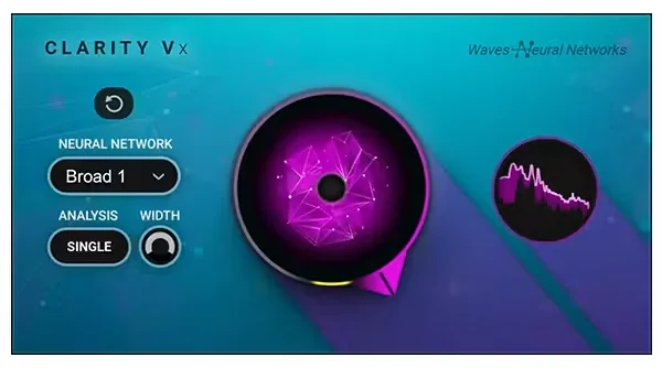 Waves Clarity Vx vocal noise removal plugin with its large central knob