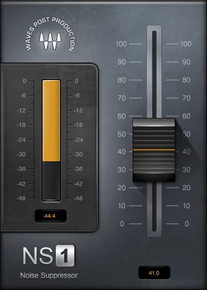 Waves NS1 Noise Suppressor plugin with its single fader and noise reduction meter