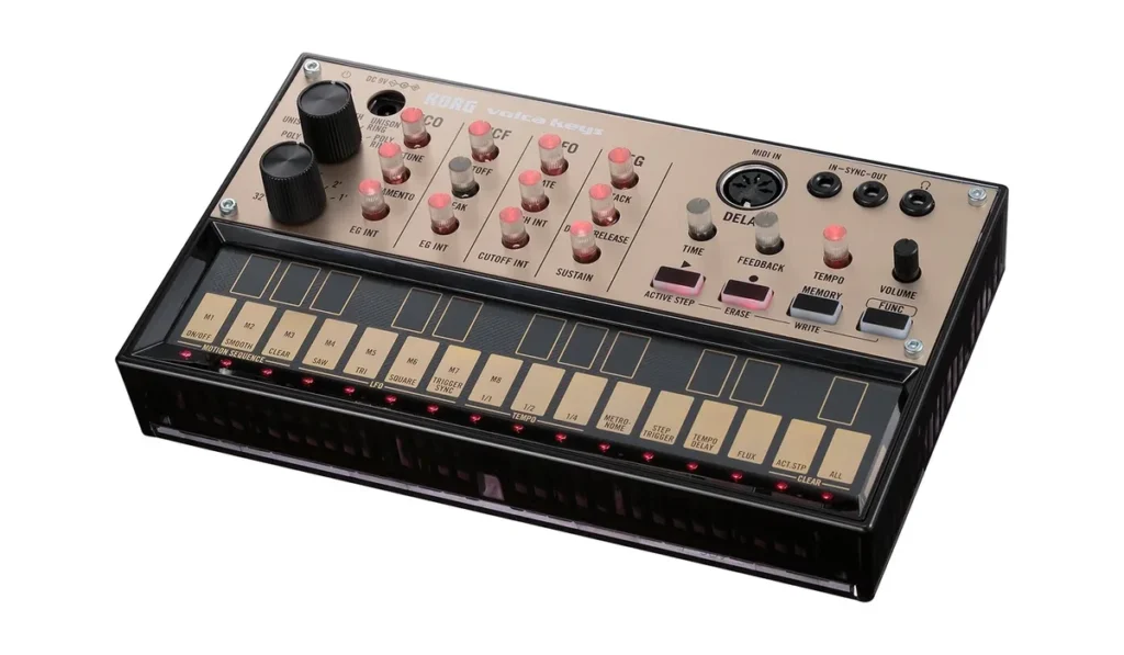 Korg volca keys, a small battery-powered analog synth with a 27-key keyboard