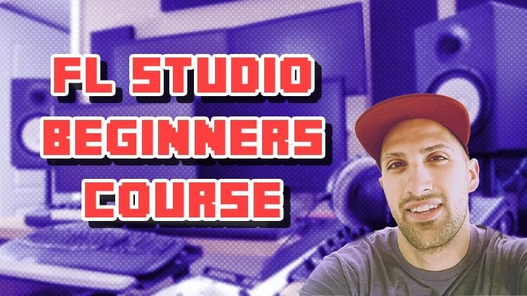 Skillshare thumbnail for Riley Weller's FL Studio Beginners class, with Riley in a red cap in his studio