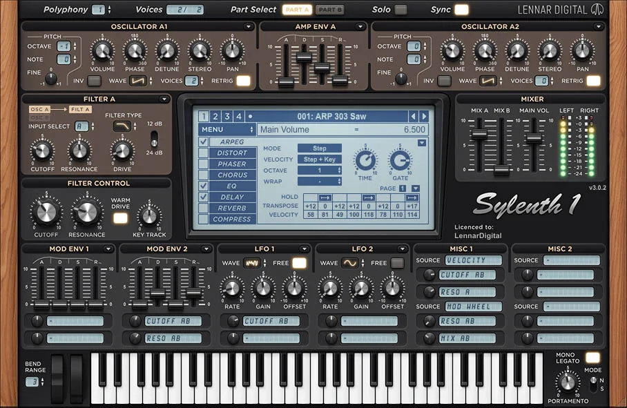 LennarDigital Sylenth1 virtual analog synth with its four oscillators, two filters and effects