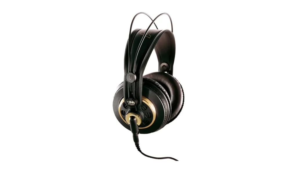 AKG K240 Studio semi-open studio headphones in black with gold accents