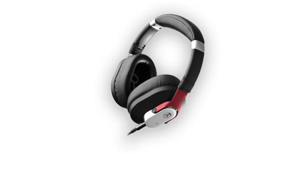 Austrian Audio Hi-X15 closed-back headphones in black with red and silver accents