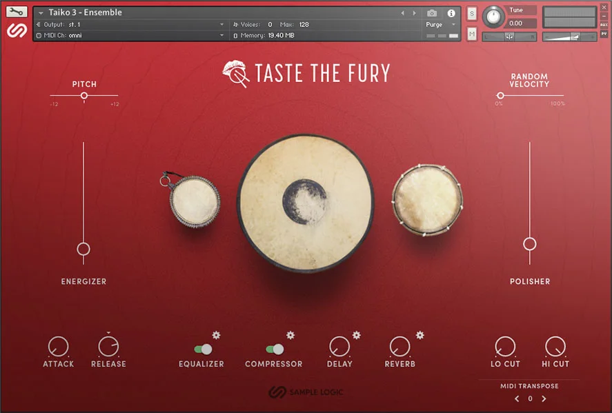 Taste the Fury by Sample Logic, a free taiko drum ensemble for full Kontakt