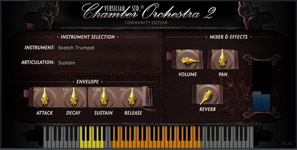 Versilian Chamber Orchestra 2 Community Edition plugin with the Sketch Trumpet loaded