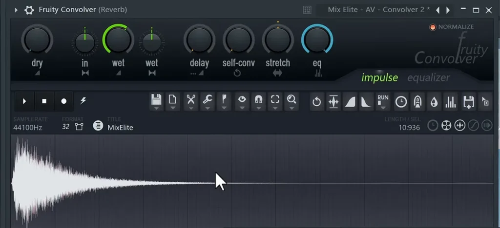 FL Studio Fruity Convolver with one of Mix Elite's impulse responses loaded on a reverb send track