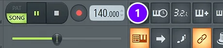 FL Studio toolbar with the tempo box set to 140 (1)