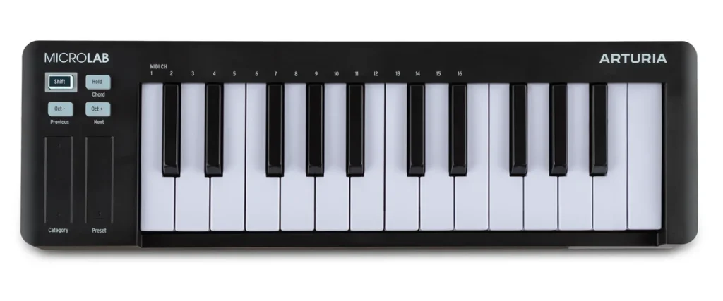 Arturia MicroLab mk3 slim 25-key MIDI keyboard in black with two touch strips
